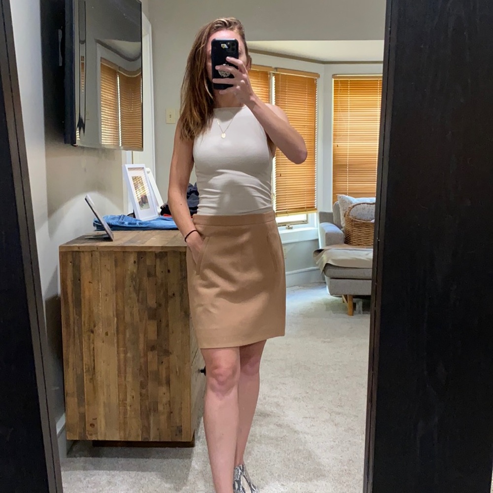 J Crew camel wool skirt 0